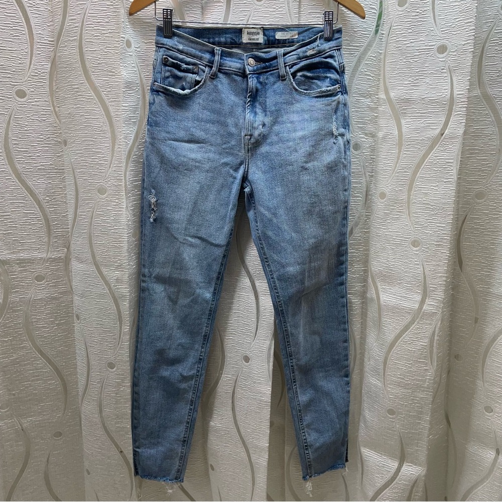 Kensie Jeans Skinny Womens‎ 6/28 Light Blue Good High Rise Distressed Split Hem